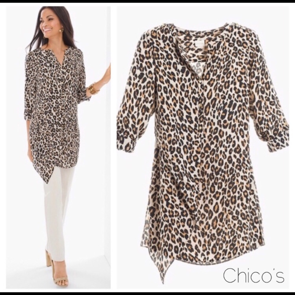 Modern Utility Tunic in Leopard - Chico’s Sz 2